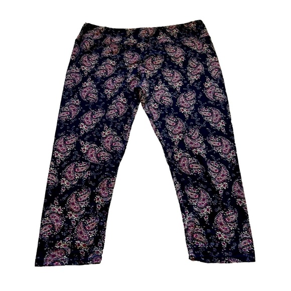 Lildy | Paisley Floral Super Soft Leggings‎ Capri High Waisted Navy/Pink … - Picture 2 of 7